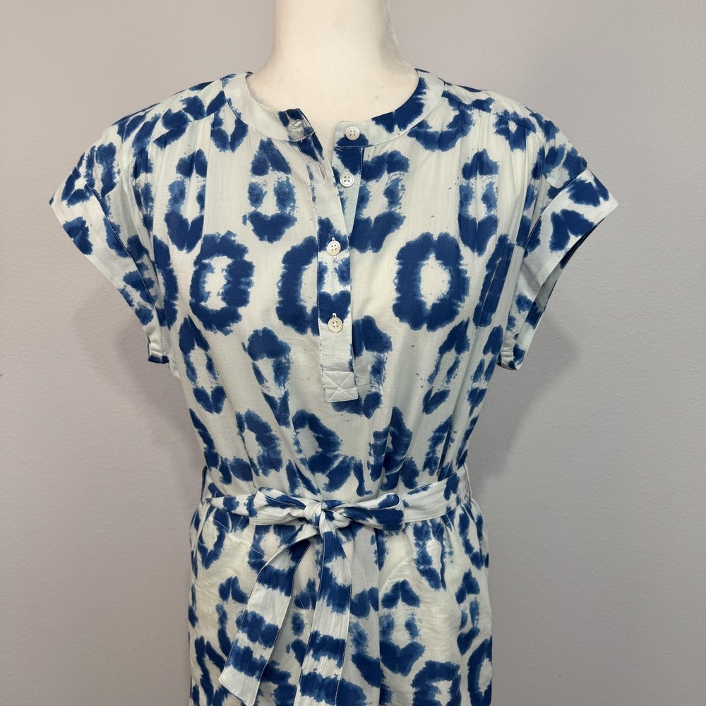 Anthropologie Othilia Abtract Maxi Dress Women's Small Blue Belted Bohemian - Picture 2 of 16